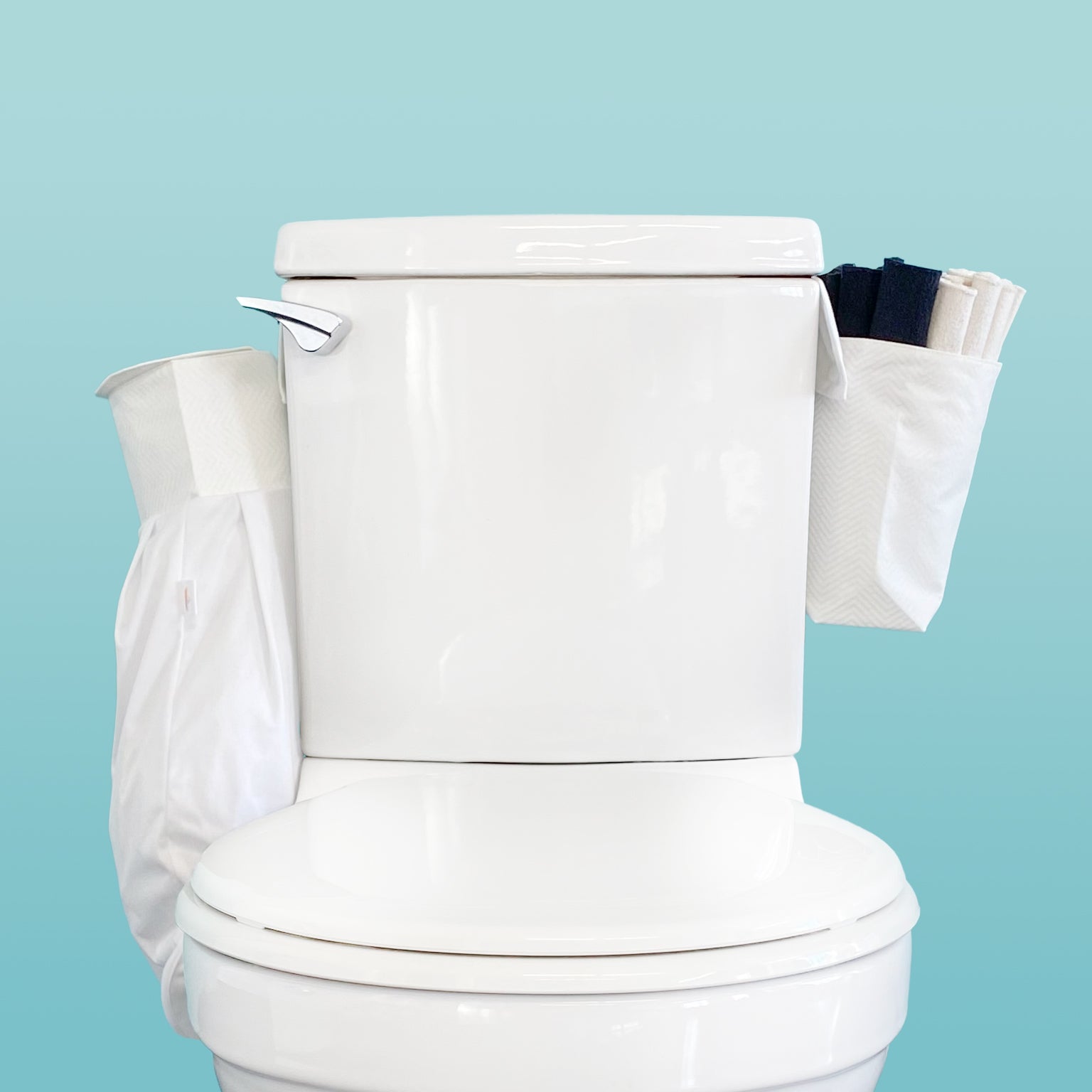 Ensemble de papier de toilette réutilisable - Chevrons blancs / Blanc